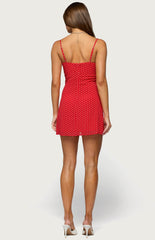 Edikted Polka Dot Cupped Chiffon Mini Dress