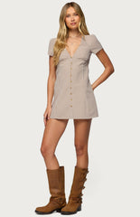 Edikted Arli Gingham Button Up Romper