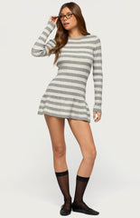 Edikted Caisyn Striped Ribbed Knit Mini Dress