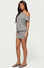 Edikted Striped Off Shoulder Cutout Mini Dress