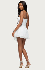Edikted Elaia Asymmetric Strapless Lace Mini Dress