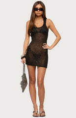 Edikted Xayah Sequin Sheer Knit Mini Dress