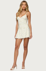 Edikted Lushia Floral Ruched Mini Dress