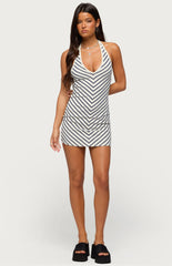 Edikted Joan Striped Halter Mini Dress