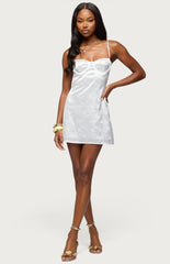 Edikted Floral Satin Cupped Mini Dress