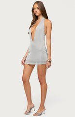 Edikted Annikka Backless Plunge Mini Dress