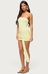 Edikted Sonie Tie Waist Strapless Mini Dress