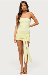 Edikted Sonie Tie Waist Strapless Mini Dress