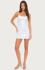 Edikted Caya Embroidered Floral Mesh Mini Dress