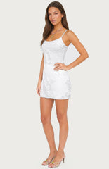 Edikted Caya Embroidered Floral Mesh Mini Dress