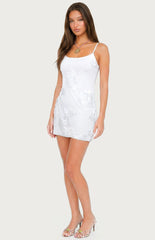 Edikted Caya Embroidered Floral Mesh Mini Dress