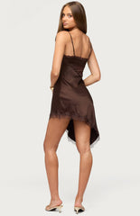 Edikted Kit Asymmetric Lacey Satin Effect Dress