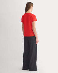The Slim V-Neck Tee In Essential Cotton | Fiery Red