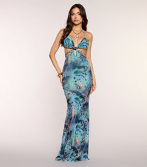 Angelique Abstract Print Mermaid Formal Dress