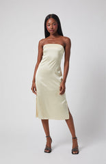 Beverly and Beck Strapless Satin Midi Dress