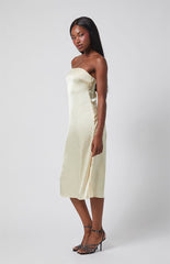 Beverly and Beck Strapless Satin Midi Dress