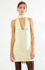 Beverly and Beck Vera Satin Halter Mini Dress