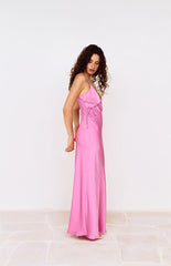 MINKPINK Fuchsia Chiara Lace Detail Maxi Dress