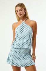 Beverly and Beck Iris Polka Dot Halter Mini Dress