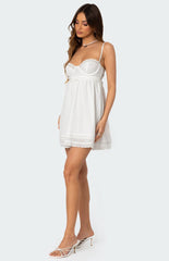 Edikted Bonny Lace Trim Cotton Mini Dress