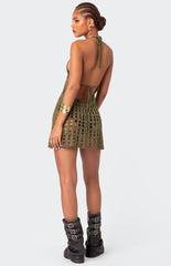Edikted Austin Open Back Crochet Mini Dress