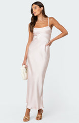 Edikted Vienna Open Back Satin Maxi Dress