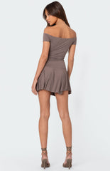 Edikted Tala Belted Off Shoulder Mini Dress