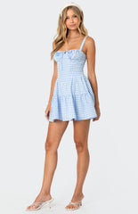 Edikted Basil Cupped Gingham Mini Dress