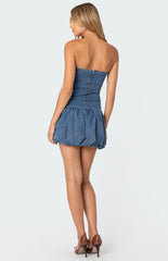 Edikted Denim Bubble Skirt Mini Dress