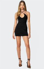 Edikted Louie Crossover Beaded Mini Dress