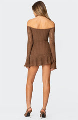 Edikted Mya Off Shoulder Textured Mini Dress