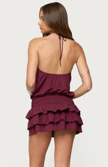 Edikted Fontella Ruffled Halter Neck Romper