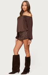 Edikted Studded Off Shoulder Backless Romper