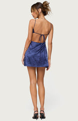 Edikted Kara Embroidered Satin Effect Mini Dress
