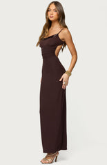 Edikted Shanna Backless Mesh Maxi Dress
