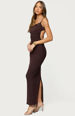 Edikted Shanna Backless Mesh Maxi Dress