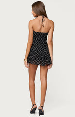 Edikted Ariah Polka Dot Chiffon Mini Dress