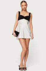 Edikted Petite Contrast Satin Effect Mini Dress
