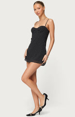 Edikted Petite Polka Dot Cupped Chiffon Mini Dress