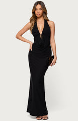 Edikted Laretta Cowl Neck Backless Maxi Dress