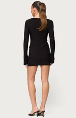 Edikted Coastal Plunge Neck Cutout Mini Dress