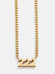 14K Gold Angel Number Custom Nameplate Necklace - Gold