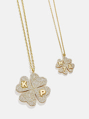 Clover 14K Gold Custom Pendant Necklace - 14K Gold. Pavé Cubic Zirconia Stones