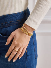 14K Gold Custom Nameplate Cuff Bracelet - 14K Gold