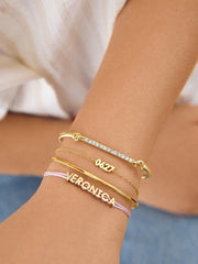 14K Gold Block Font Custom Number Bracelet - Block Font Numbers