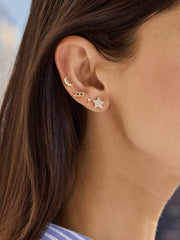 14K Gold Celestial Delicate Stud - Pavé Star