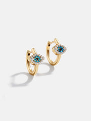 14K Gold Evil Eye Earrings - Pavé Evil Eye