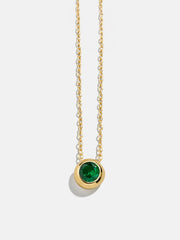 18K Gold Birthstone Pendant Necklace - Emerald