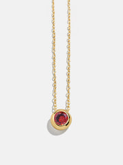 14K Gold Birthstone Pendant Necklace - Garnet