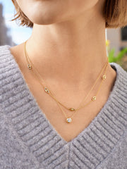 14K Gold Birthstone Pendant Necklace - Crystal